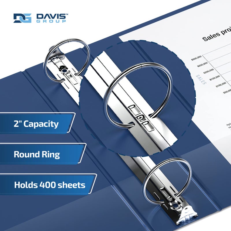 Davis Group Premium Economy 6-Pack 3-Ring Binders for School or Office, Round-Ring Binders, 2 Inch, Royal Blue - Image 2